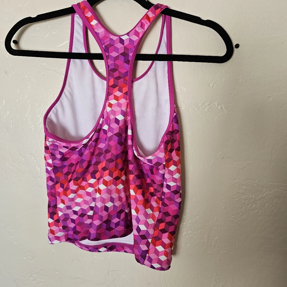 Speedo Girls’ Athletic Swim Tank Top Size 16‎ Pink Geometric Print